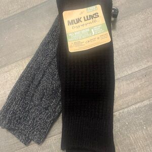 Muk Luks Tall Boot Socks - Black & Charcoal